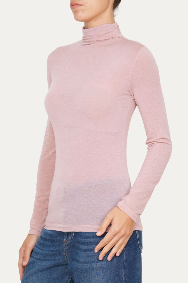 Maglia cachemirina dolcevita - Rosa Antico