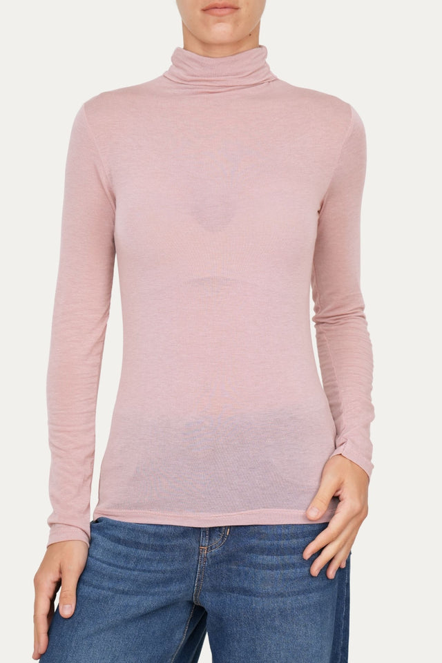 Maglia cachemirina dolcevita - Rosa Antico