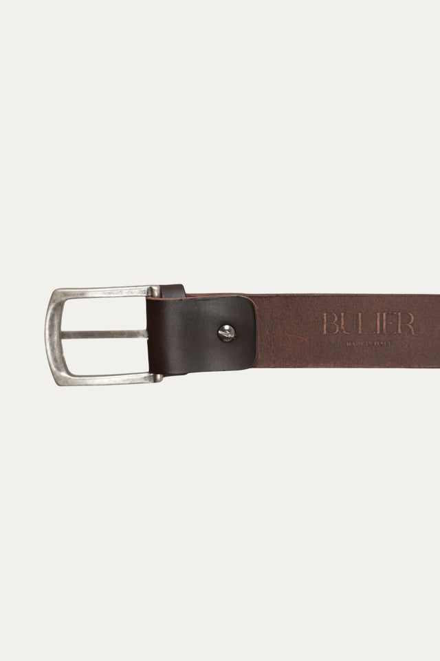 Cintura in pelle regolabile con fibbia argento vecchio - Moro