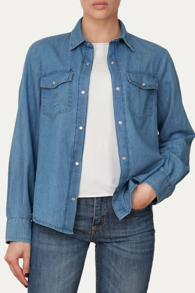 Camicia in chambray - Mid Wash