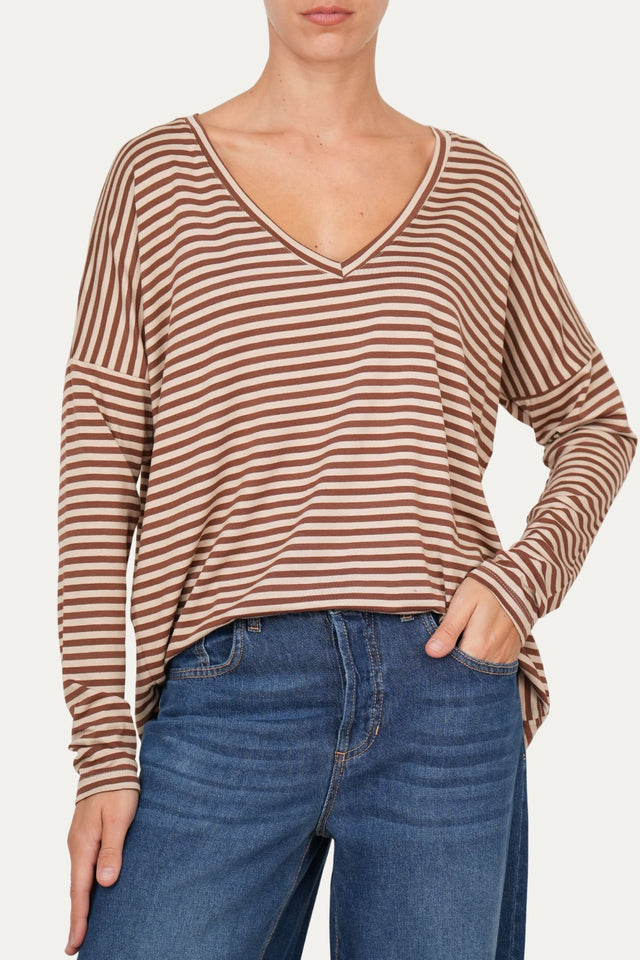 Maglia scollo a V Comfy - Moka