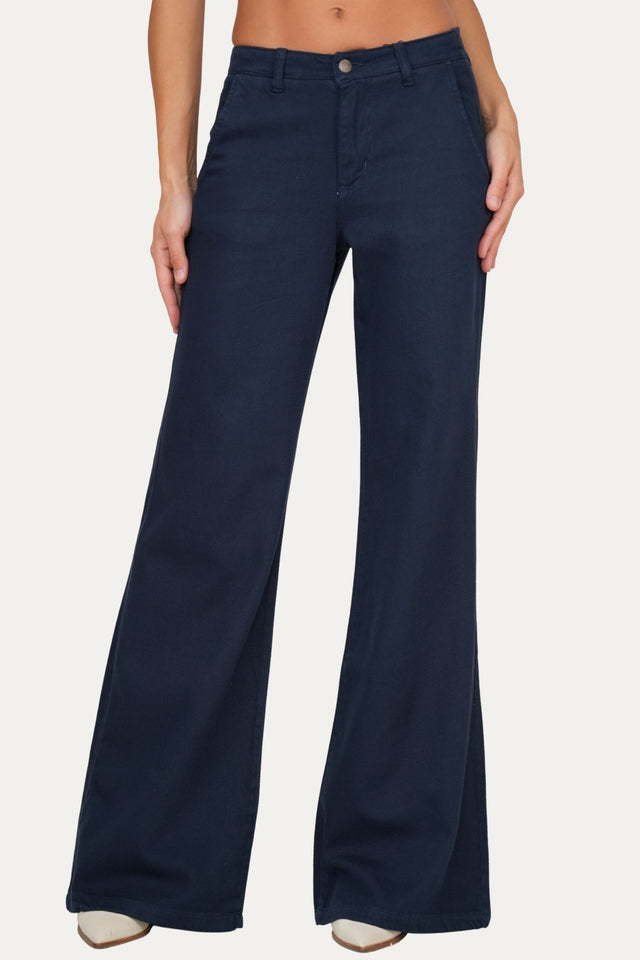 Pantalone palazzo LIA in cotone slegato - Blu