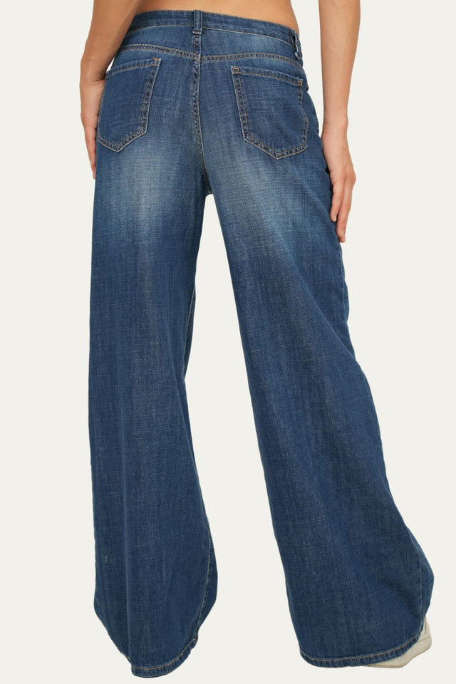 Jeans palazzo DEA tessuto slegato Soft - Denim Blu