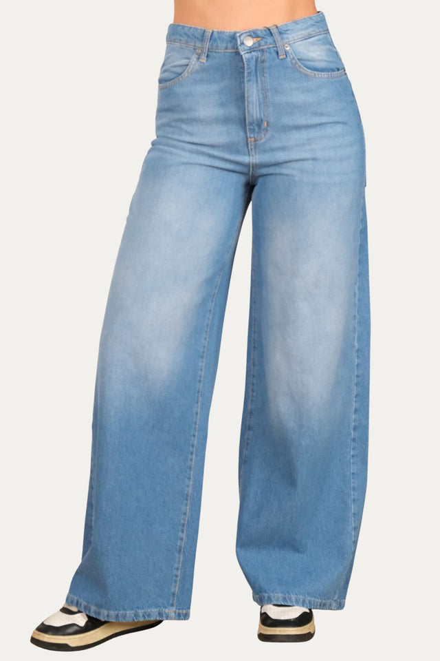 Jeans wide leg ISA in tessuto slegato - Blue Wash