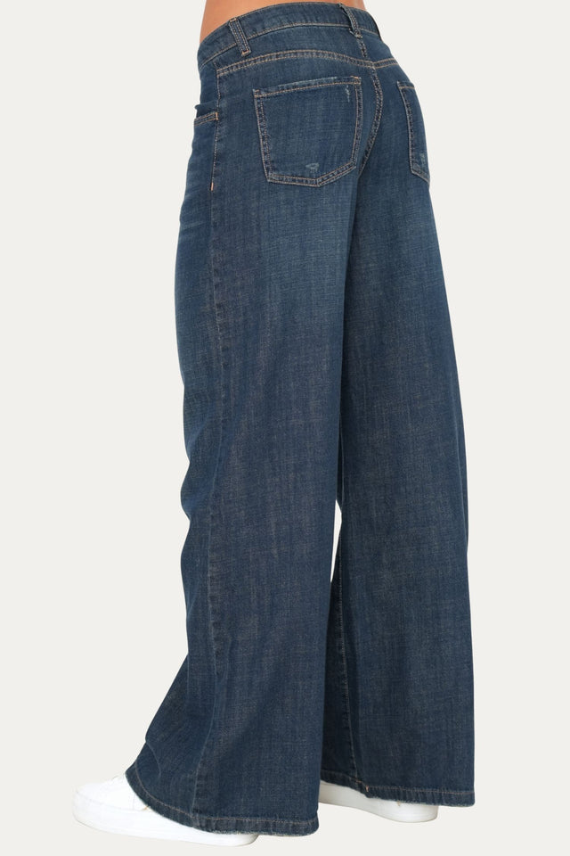 Jeans palazzo DEA tessuto slegato Soft - Sporcato al Thè