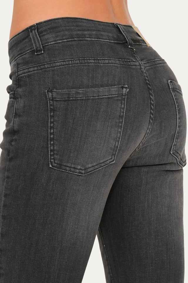 Jeans a zampa JANE in tessuto comfort - Denim Nero