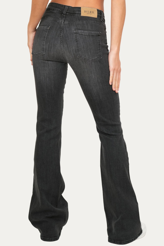 Jeans a zampa JANE in tessuto comfort - Denim Nero