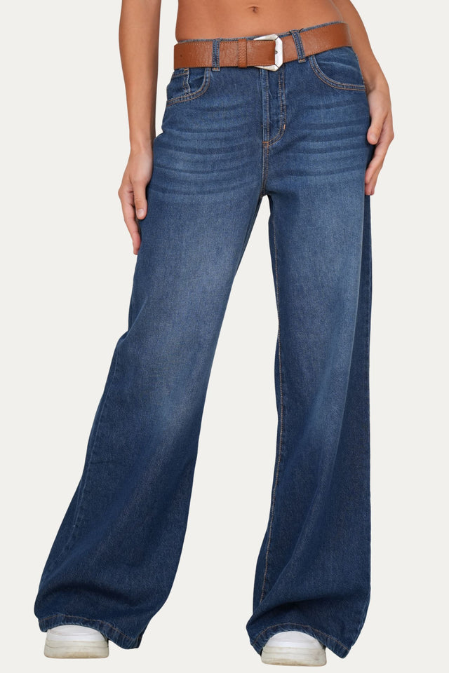 Jeans palazzo DEA tessuto slegato - Denim Blu
