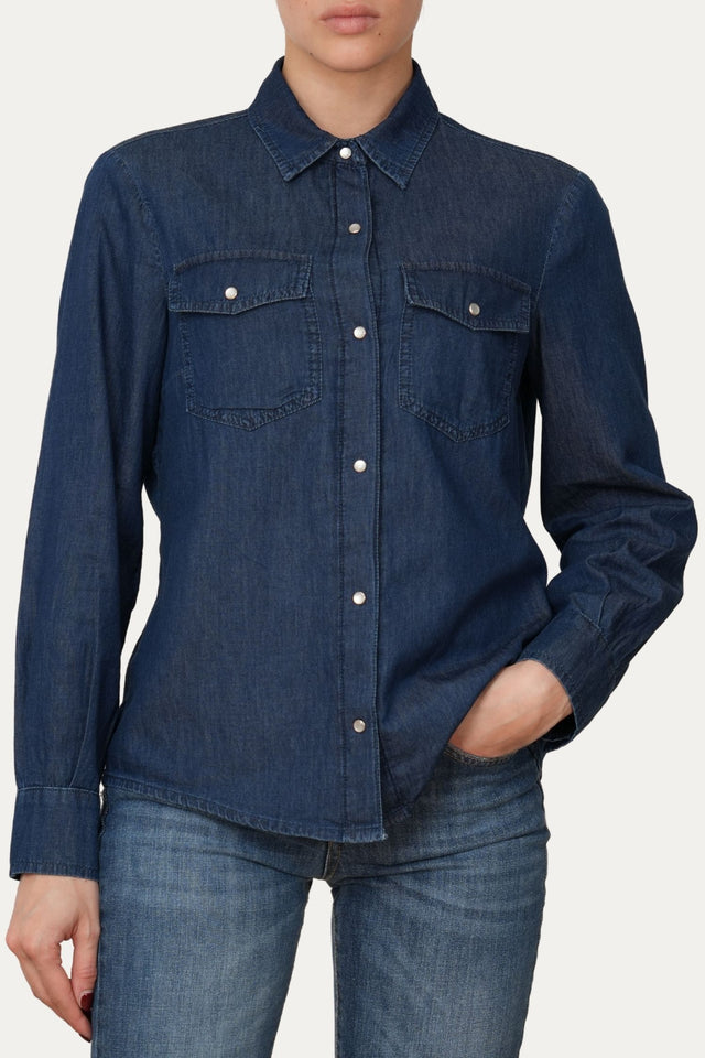 Camicia in chambray - Dark Wash