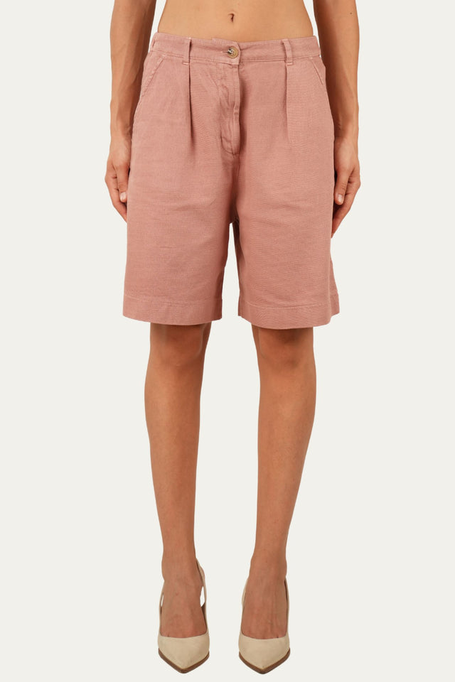 Bermuda in Cotone slegato - Rosa Antico