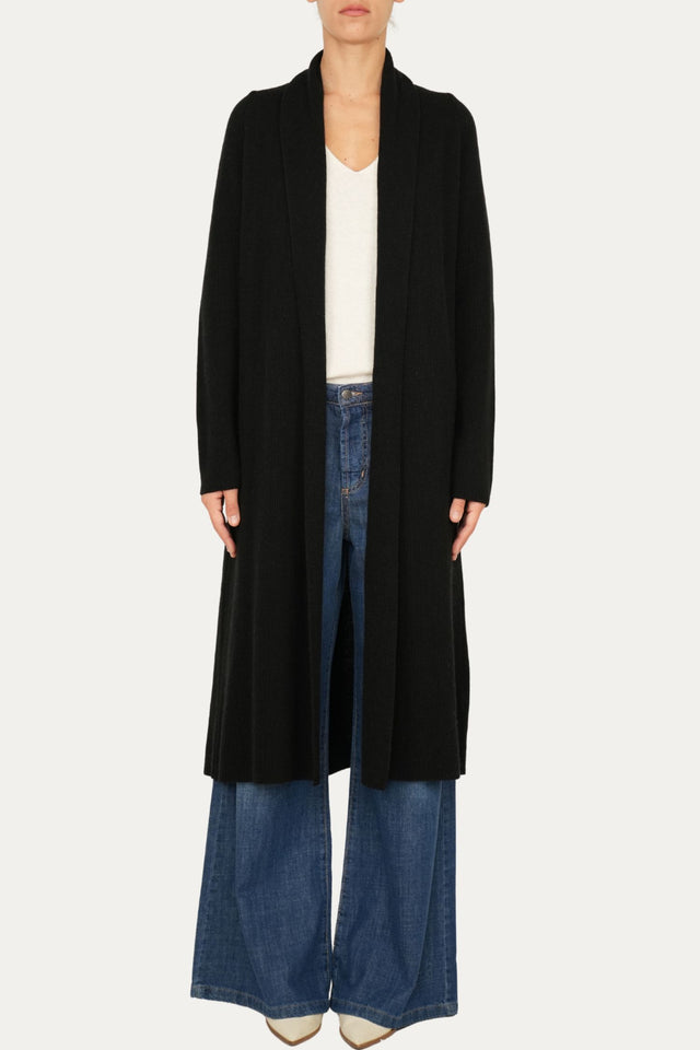 Cardigan sciallato misto cashmere - Nero