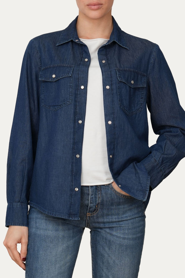 Camicia in chambray - Dark Wash