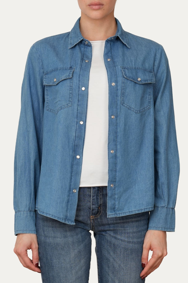 Camicia in chambray - Mid Wash