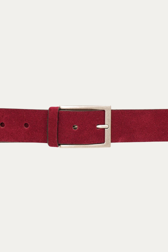 Cintura in camoscio con fibbia Argento - Vino