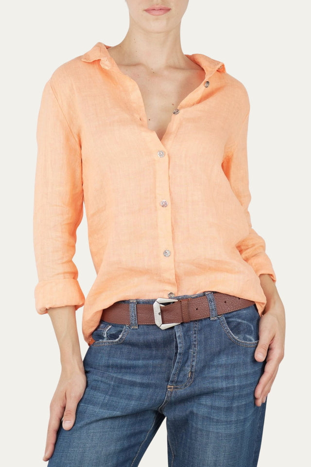 Camicia in lino - Peach pink