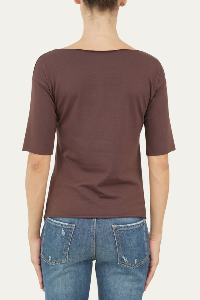 T-shirt manica 3/4 taglio vivo - Moro