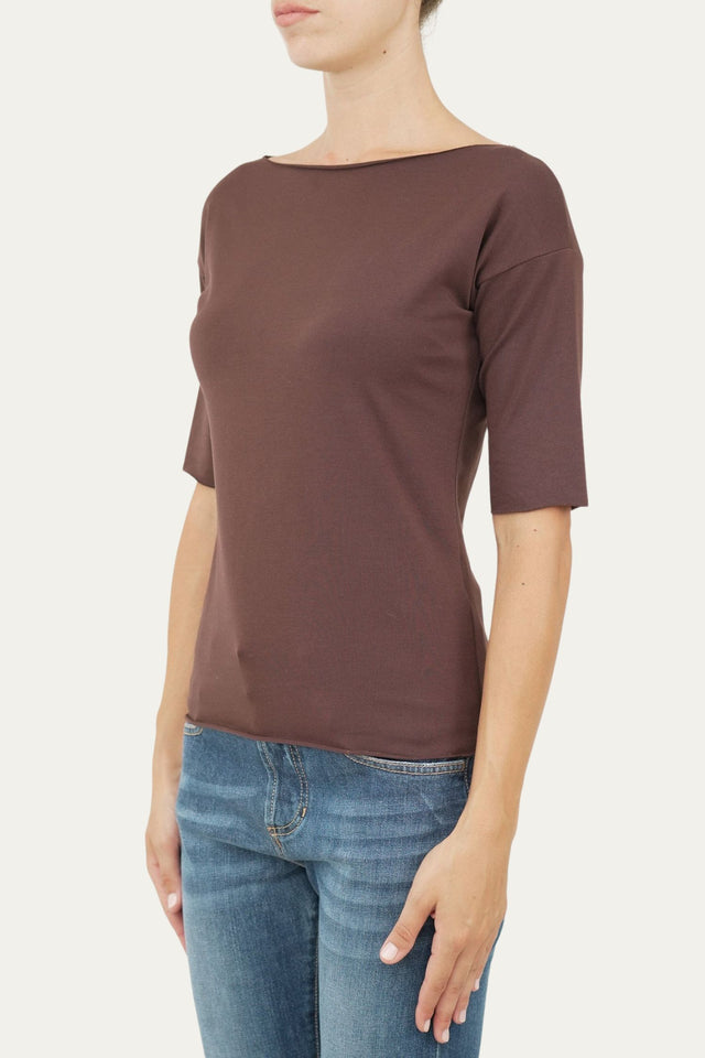 T-shirt manica 3/4 taglio vivo - Moro