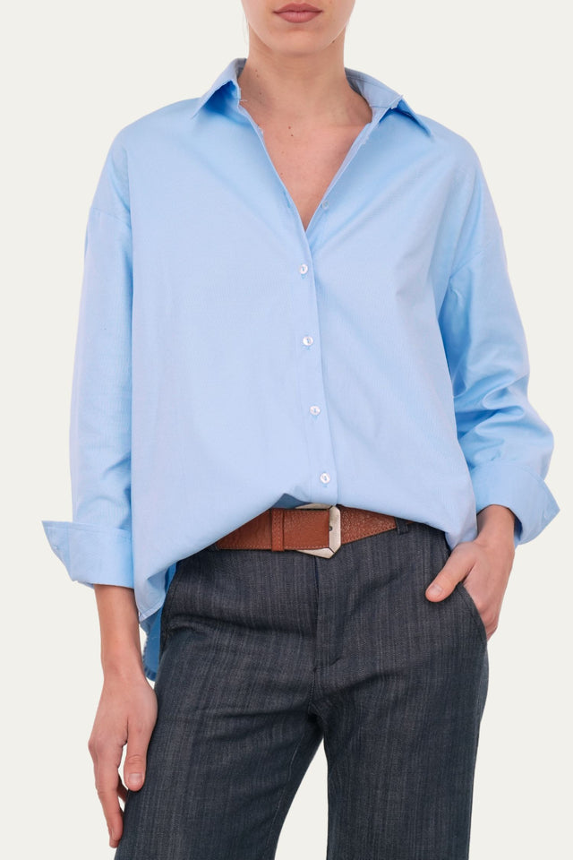 Camicia Oxford oversized - Celeste