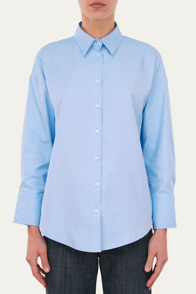 Camicia Oxford oversized - Celeste