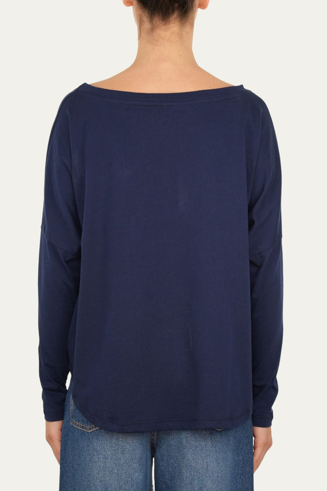 Maglia scollo a barca Cotone - Blu