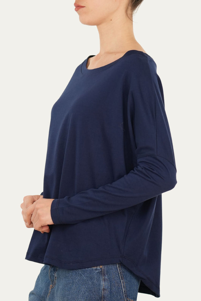 Maglia scollo a barca Cotone - Blu