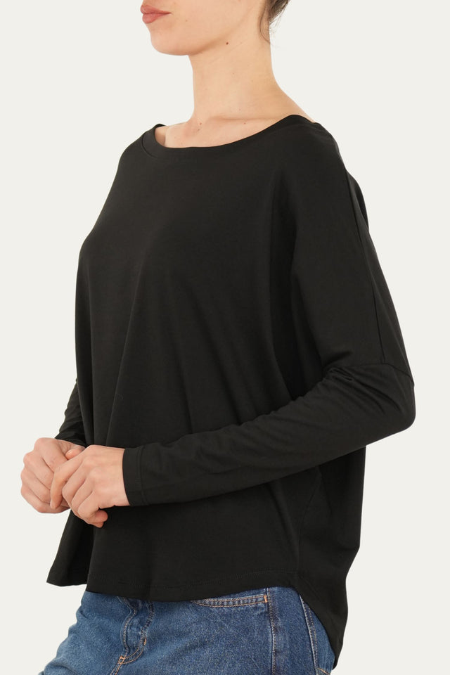 Maglia scollo a barca Cotone - Nero