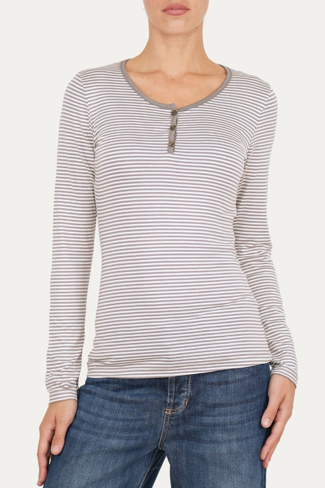 Maglia scollo a V con bottoni IVY - Taupe