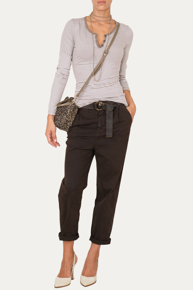 Maglia scollo a V con bottoni IVY - Taupe