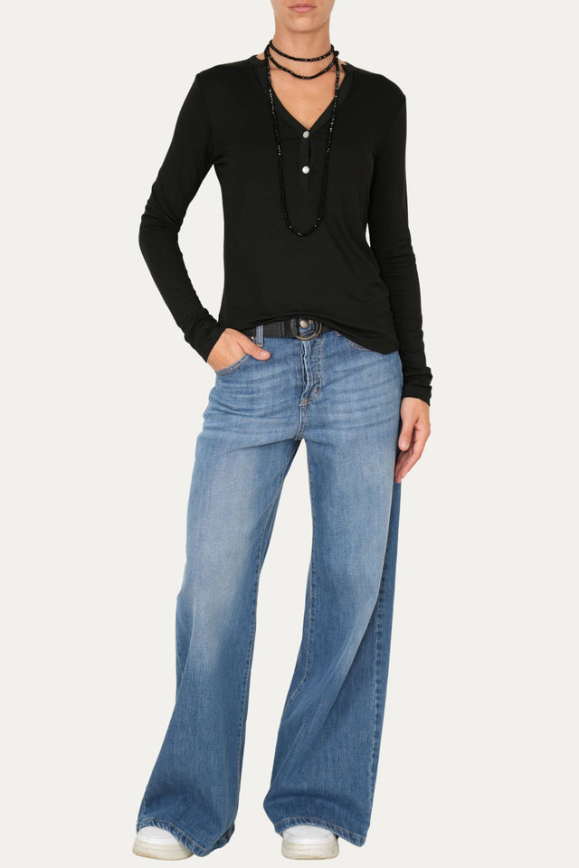 Jeans palazzo DEA tessuto Comfort - Denim Blu Light