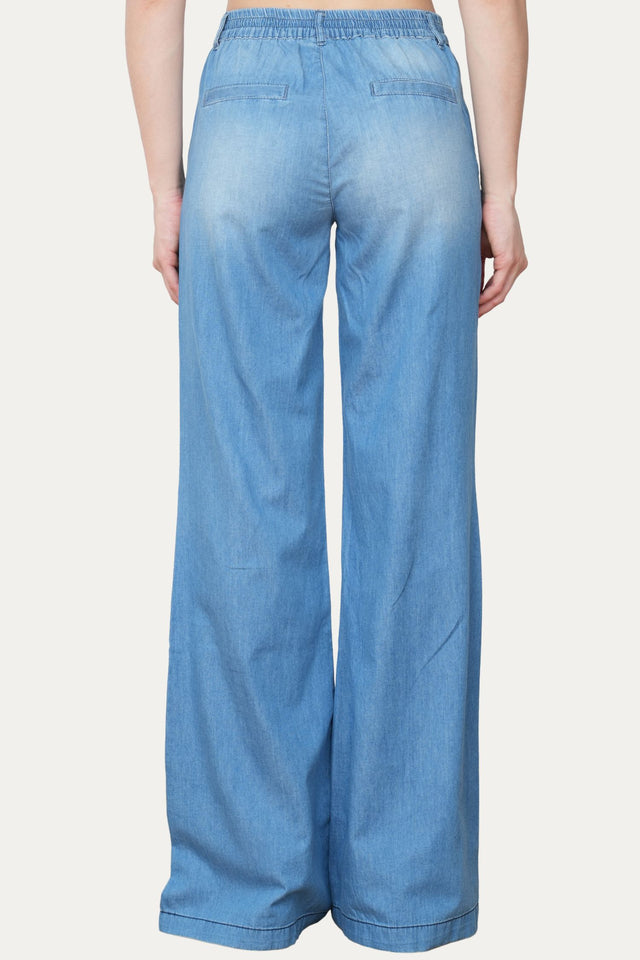 Pantalone palazzo LIA in chambray - Lavaggio Medio