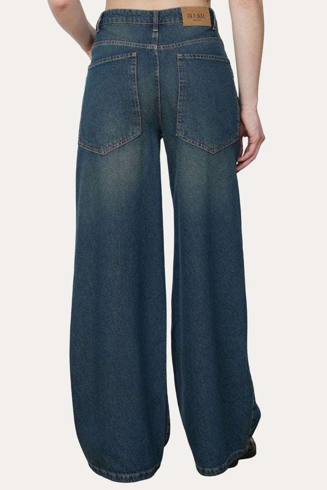 Jeans wide leg ISA in tessuto slegato - Denim Thè