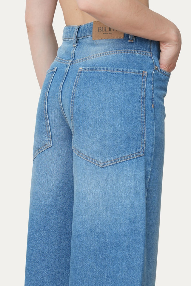 Jeans wide leg ISA in tessuto slegato - Blue Wash