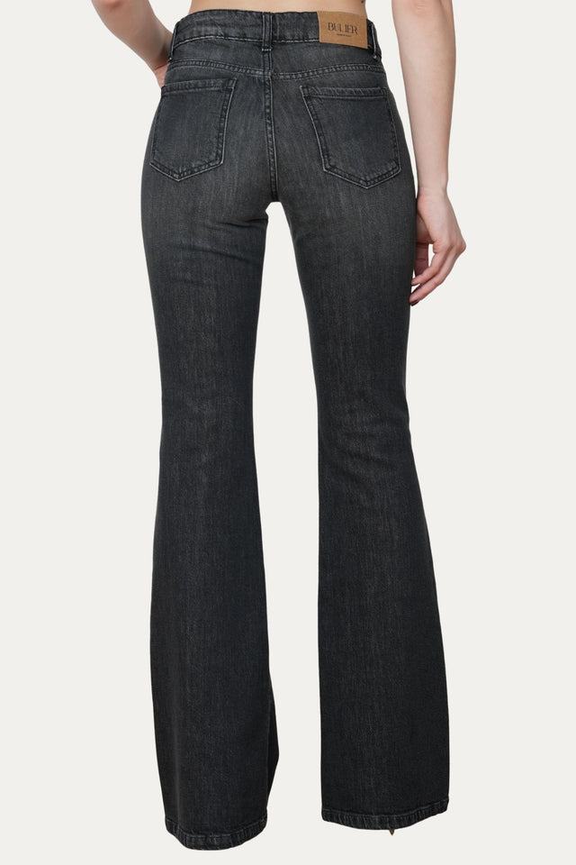 Jeans a zampa JANE in tessuto comfort - Denim Nero