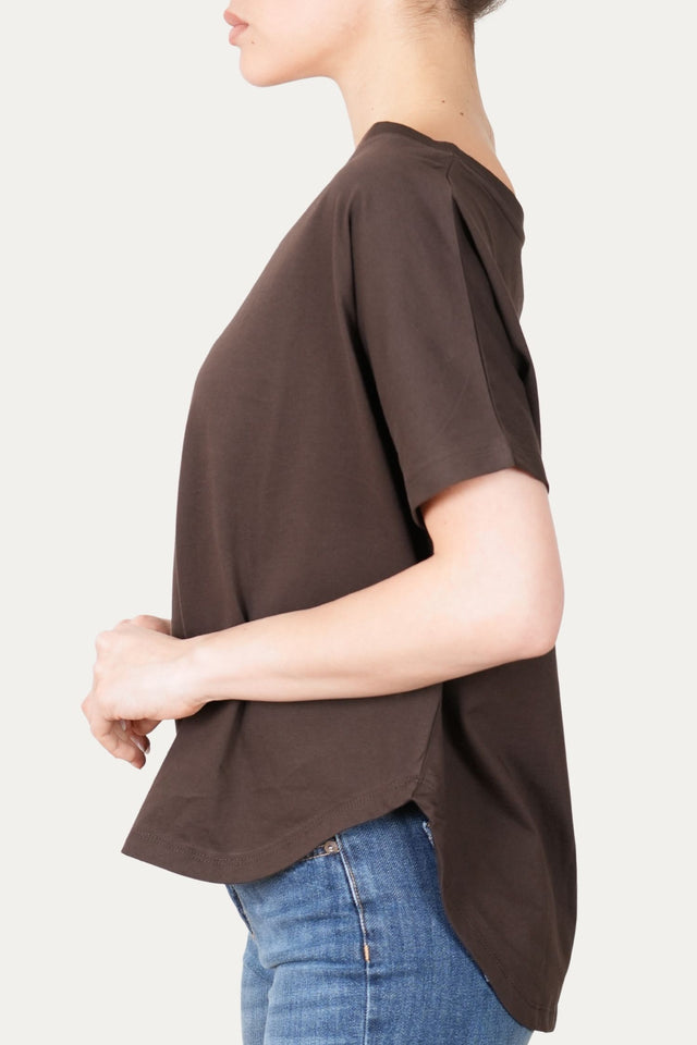 Maglia scollo a barca maniche corte Cotone - Moro