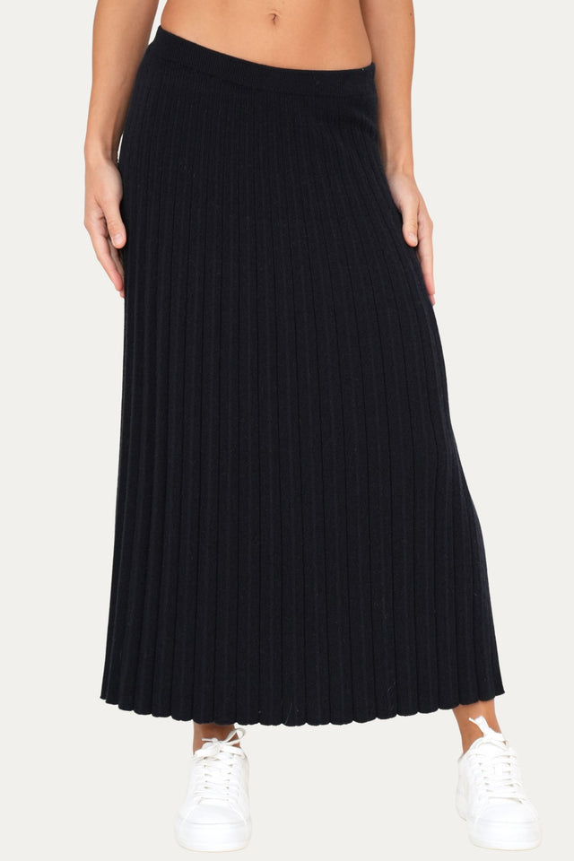 Gonna plissè misto cashmere - Navy