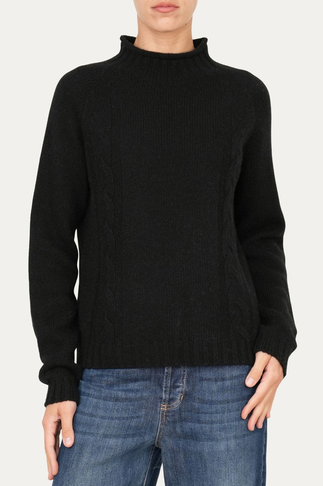Maglione TRECCE misto cashmere - Nero