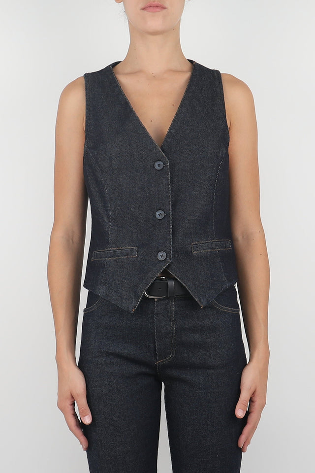 Tensione in-Gilet jeans - denim scuro - Elisa Paglia