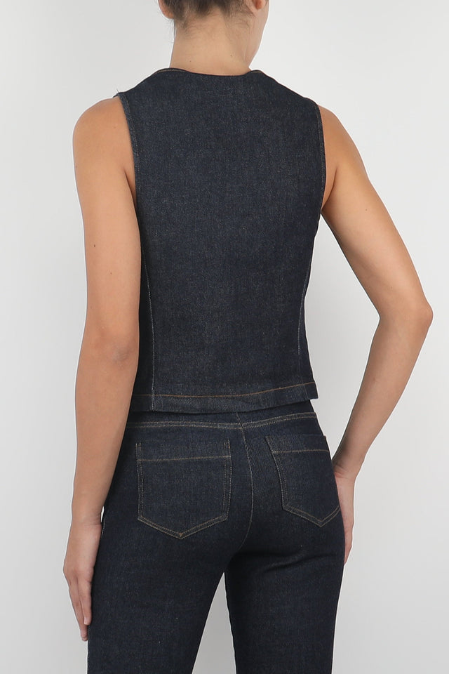 Tensione in-Gilet jeans - denim scuro - Elisa Paglia