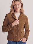 Giacca in camoscio crop - Cammello