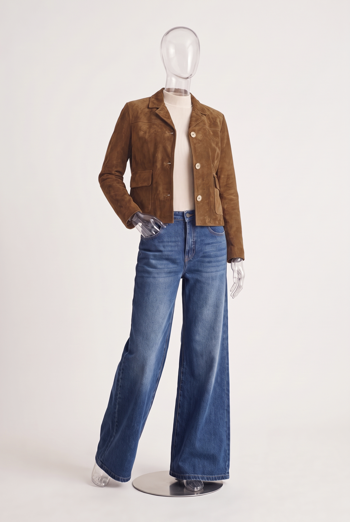 Giacca in camoscio crop - Cammello