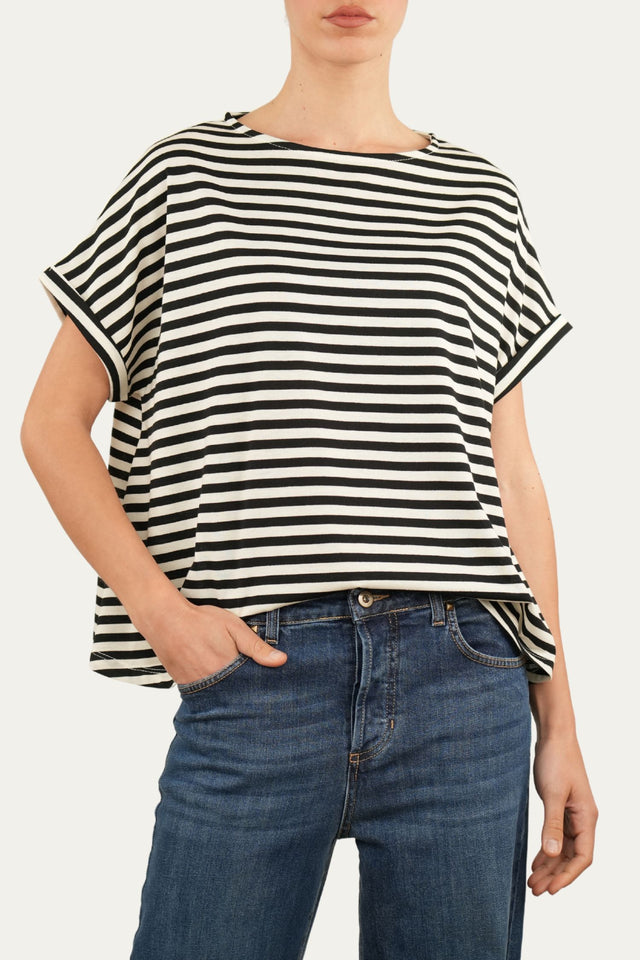 T+shirt a barchetta cotone a righe Florida - Nero