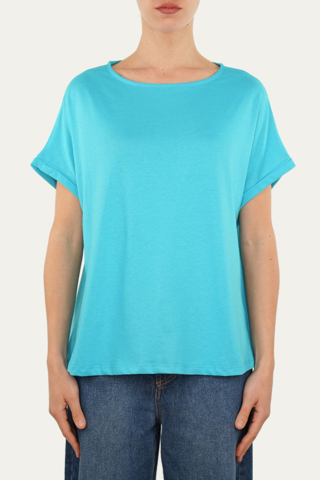 T+shirt a barchetta cotone - Turchese