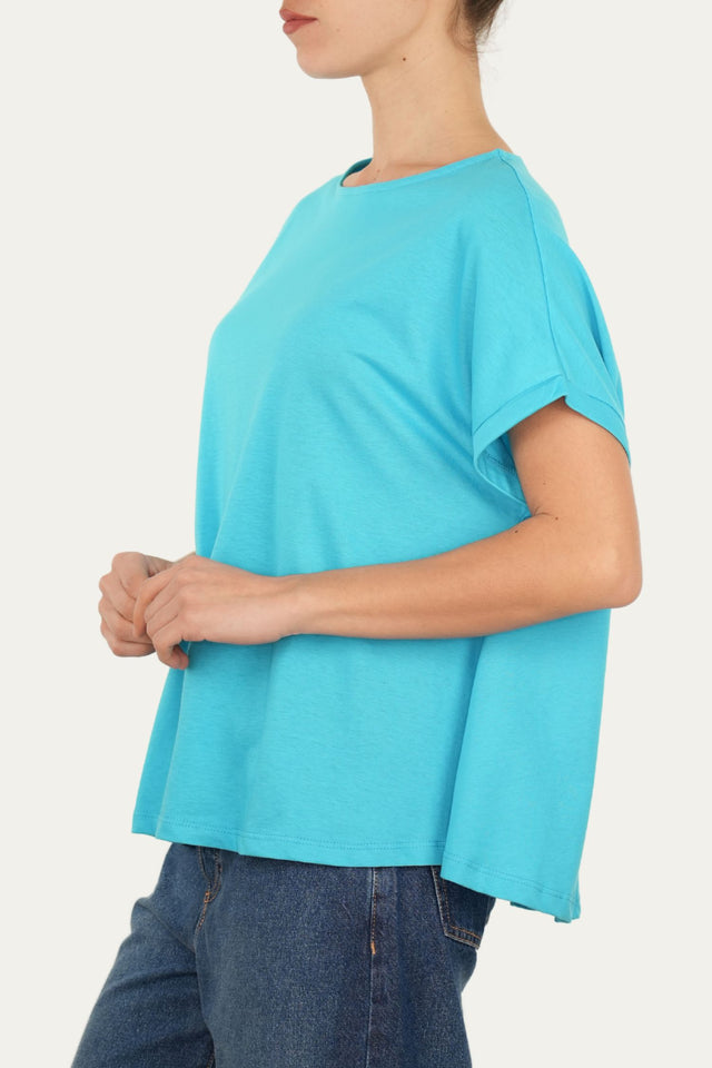 T+shirt a barchetta cotone - Turchese