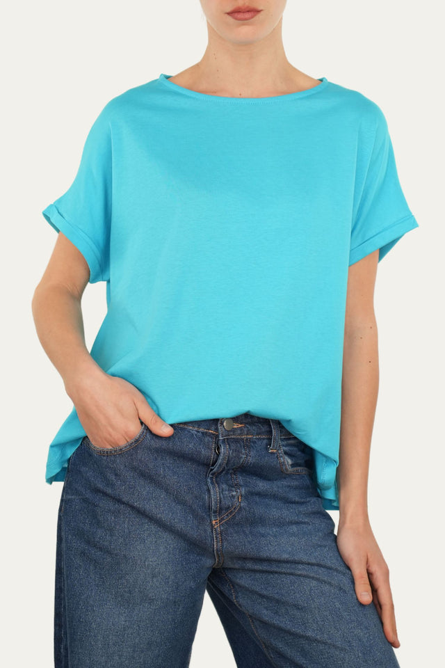 T+shirt a barchetta cotone - Turchese