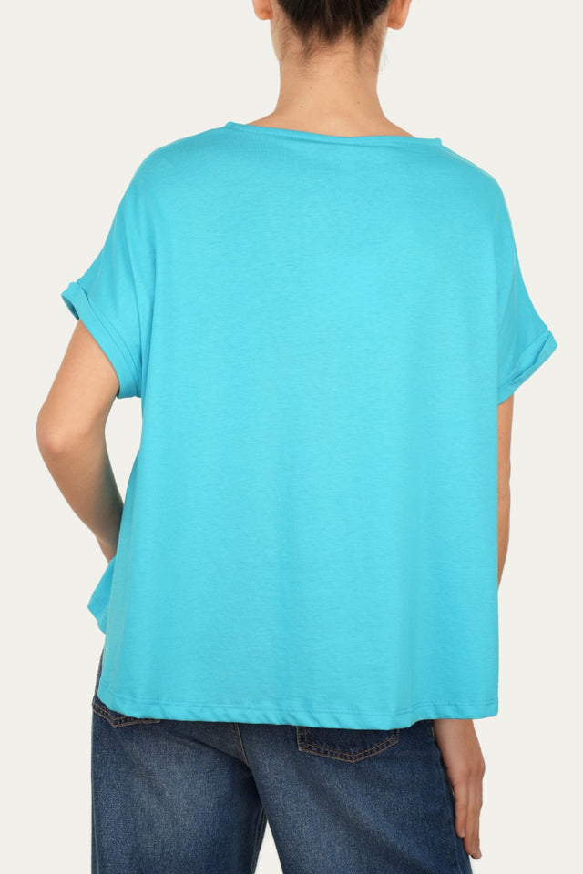 T+shirt a barchetta cotone - Turchese