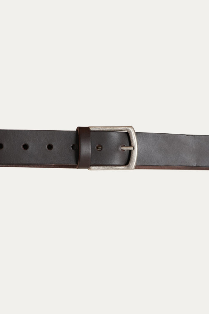 Cintura in pelle regolabile con fibbia argento vecchio - Moro