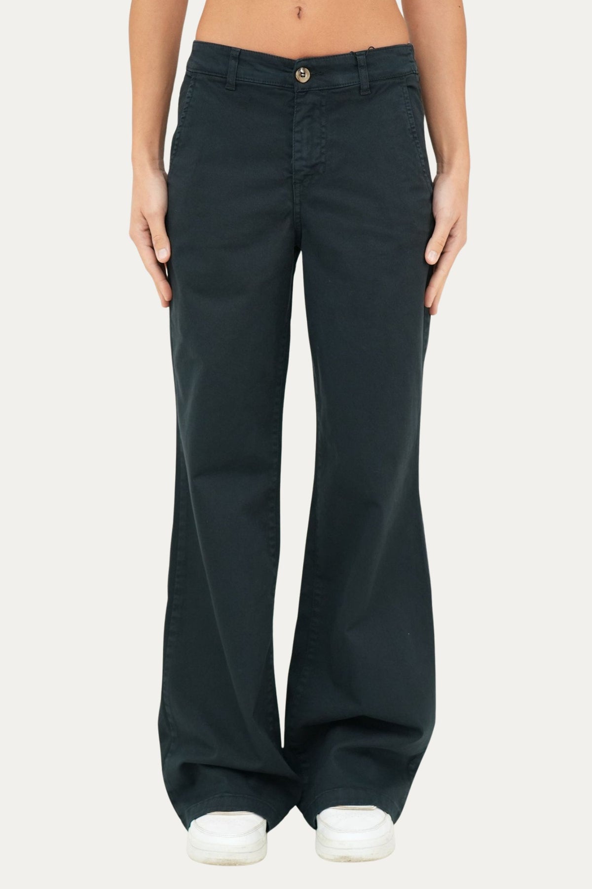 Pantalone palazzo LIA cotone gabardina - Blu