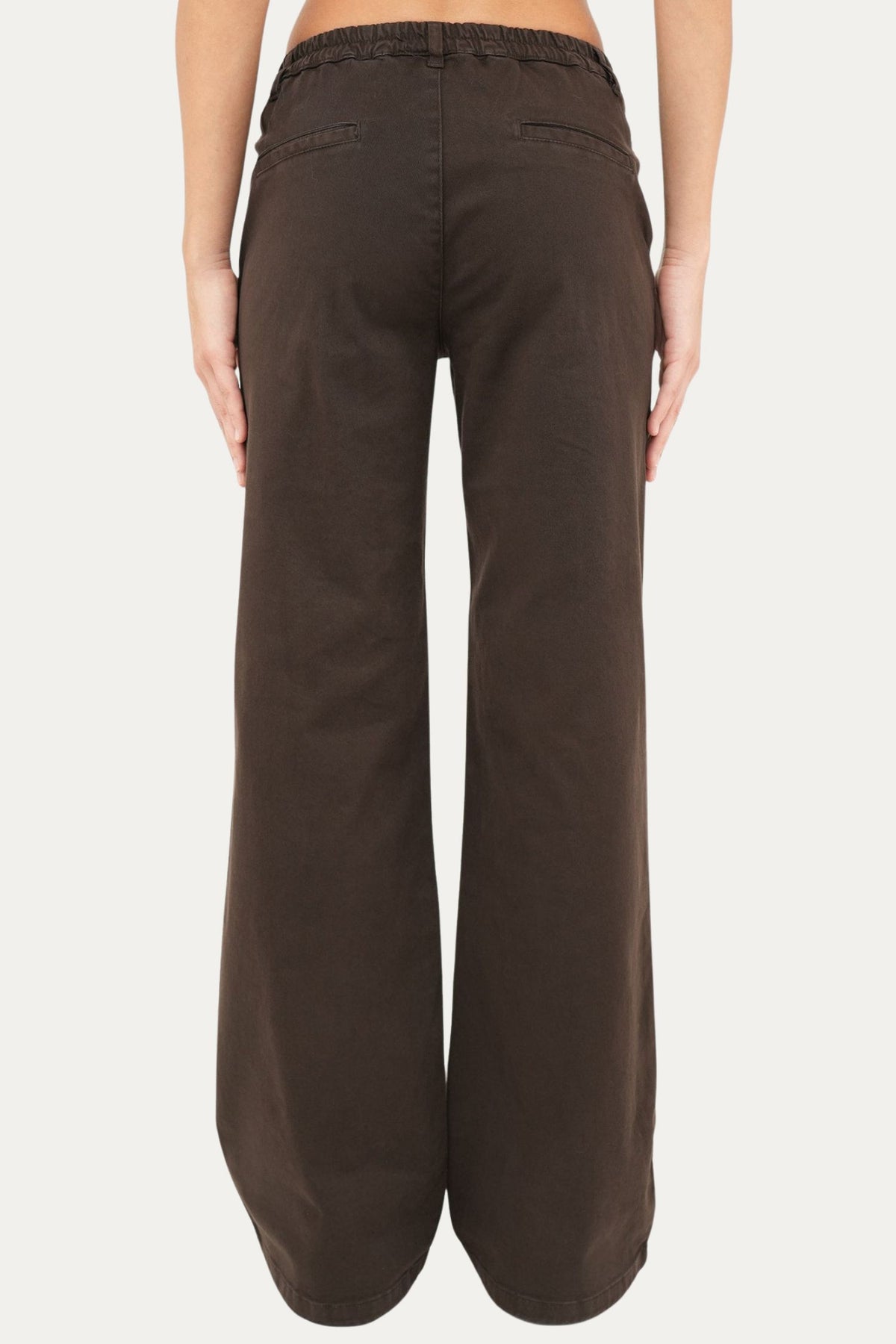 Pantalone palazzo LIA cotone gabardina - Moro