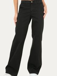 Pantalone palazzo LIA cotone gabardina - Nero