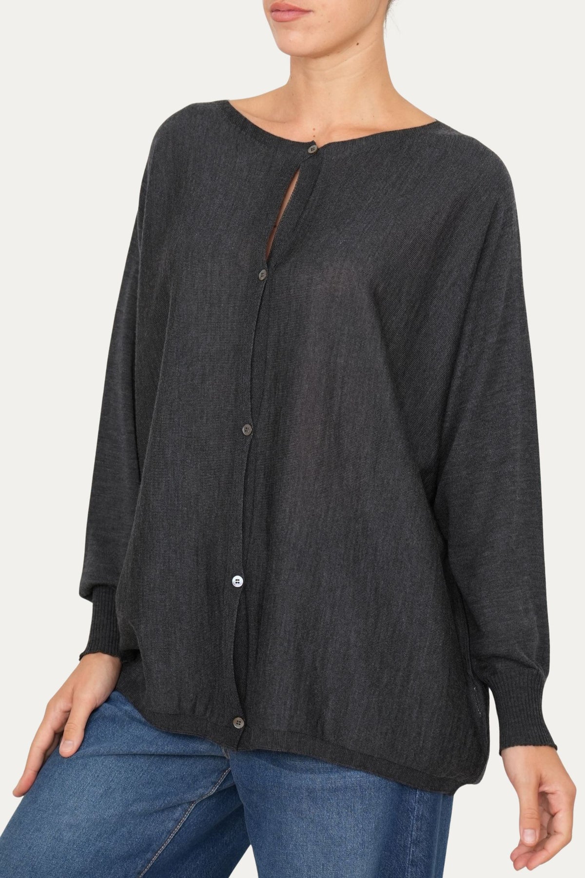 Cardigan con bottoni in lana merino Zegna Baruffa - Antracite